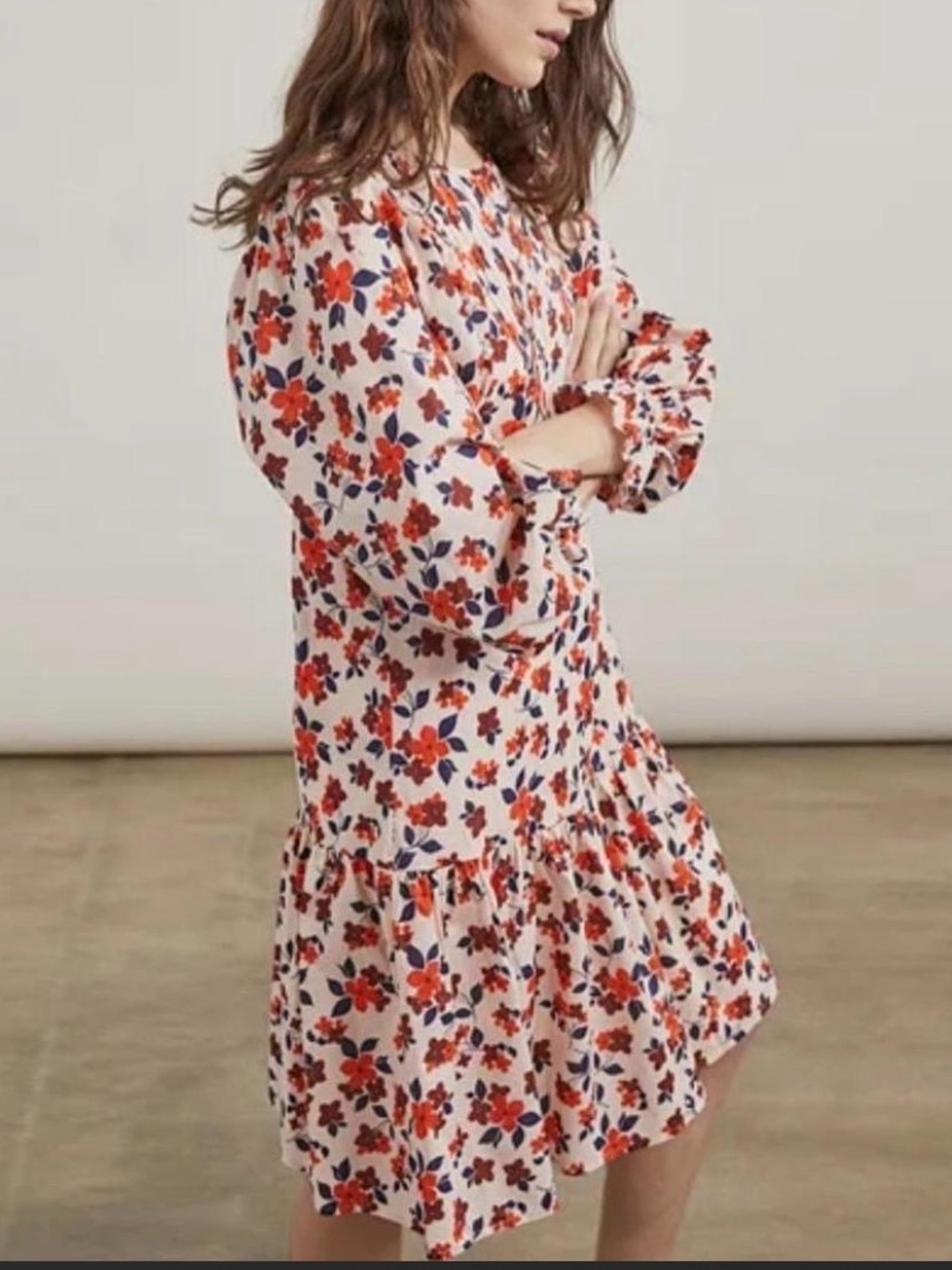 Elizabeth and James White Mini Dress with Red & Navy Floral Print